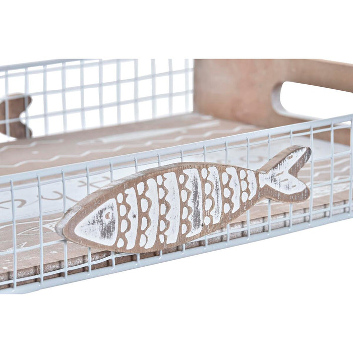 Tavă pentru gustari DKD Home Decor Maro Lemn Mediterană Pești 39 x 23 x 5 cm