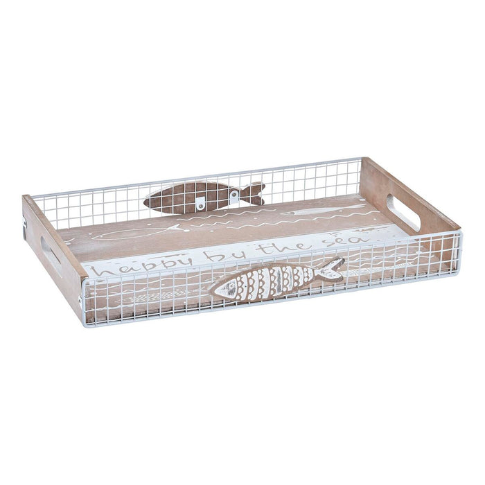 Tavă pentru gustari DKD Home Decor Maro Lemn Mediterană Pești 39 x 23 x 5 cm