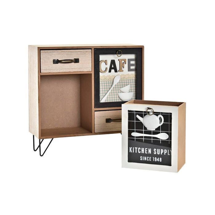 Organizator multifuncțional DKD Home Decor Metal Geam Lemn MDF 30 x 10 x 29 cm Bucătărie