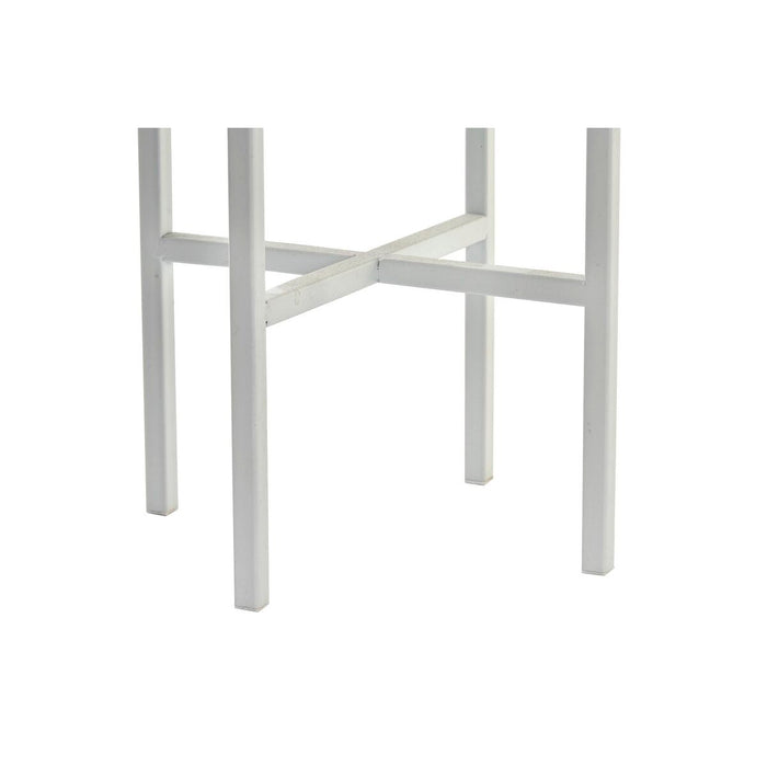Set de ghivece DKD Home Decor Alb Maro Natural Metal Ratan 21 x 21 x 77 cm (2 Unități)