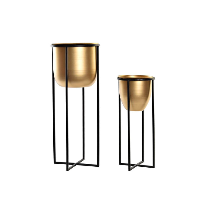 Set de ghivece DKD Home Decor Negru Auriu* Metal Modern 20 x 20 x 50,5 cm (2 Unități)