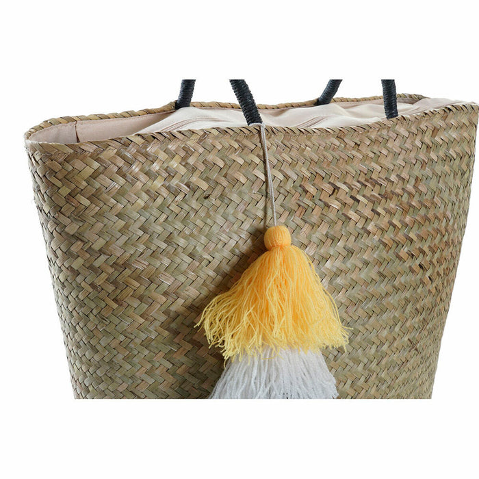 Geantă de Plajă DKD Home Decor 49 x 18 x 37 cm Natural Portocaliu Bleumarin (2 Unități)