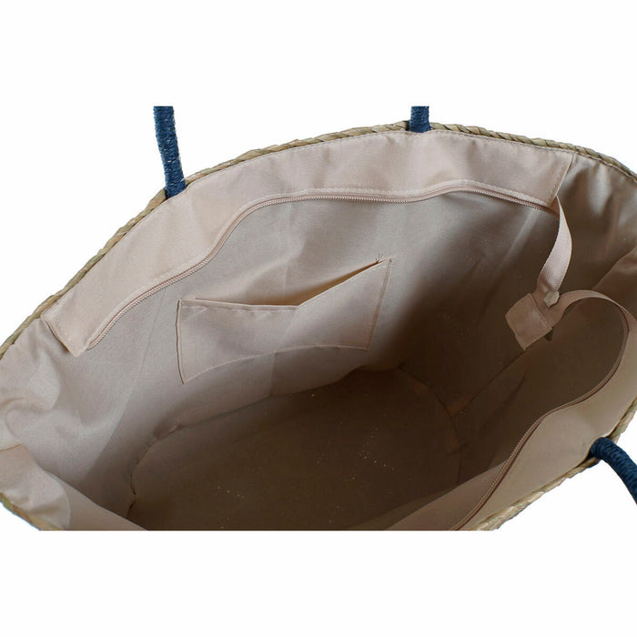 Geantă de Plajă DKD Home Decor 49 x 18 x 37 cm Natural Portocaliu Bleumarin (2 Unități)