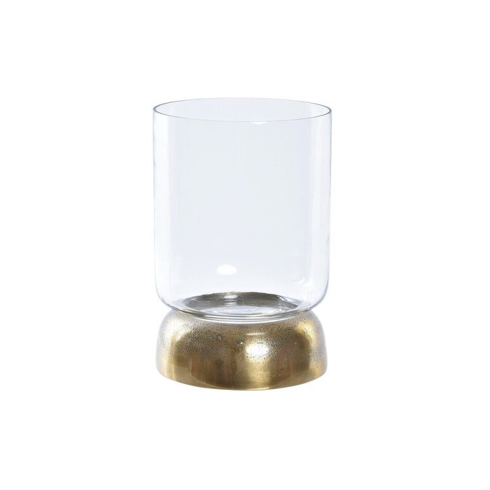 Suport de Lumânări DKD Home Decor Geam Auriu* Aluminiu 14 x 14 x 21 cm