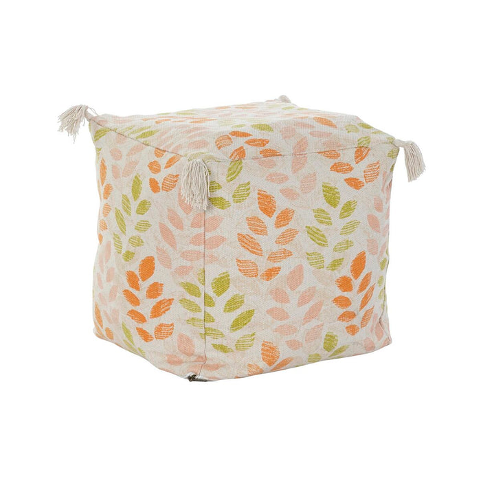 Floor cushion DKD Home Decor Bej Frunza a unei plante Shabby Chic 40 x 40 x 40 cm