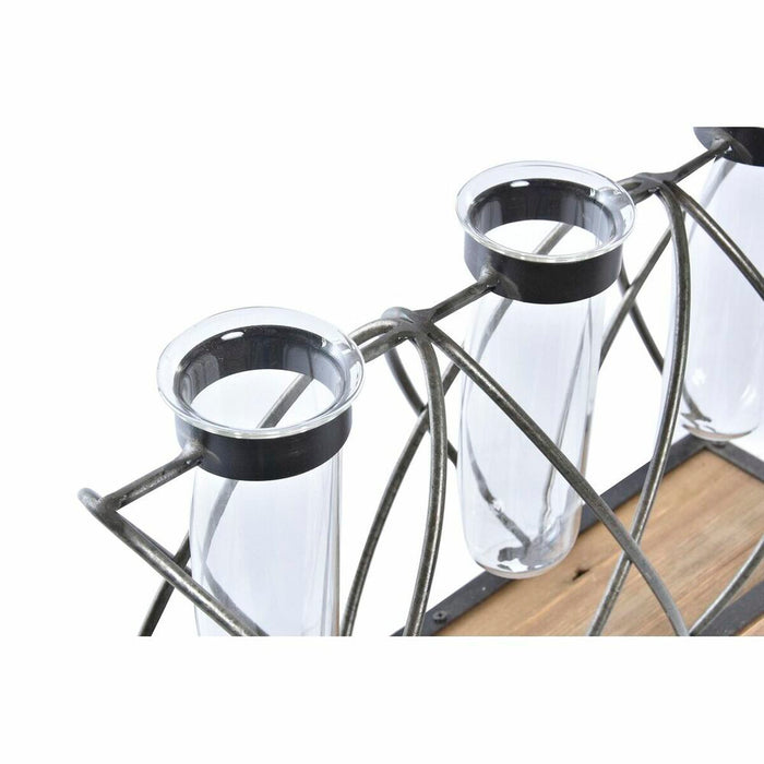 Vază DKD Home Decor 36,5 x 11,5 x 23,5 cm Geam Negru Metal Maro Transparent