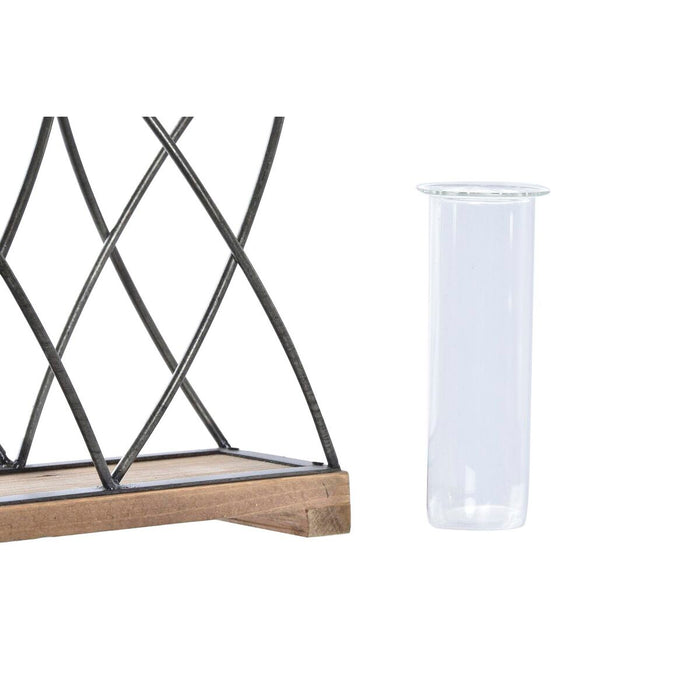 Vază DKD Home Decor 36,5 x 11,5 x 23,5 cm Geam Negru Metal Maro Transparent