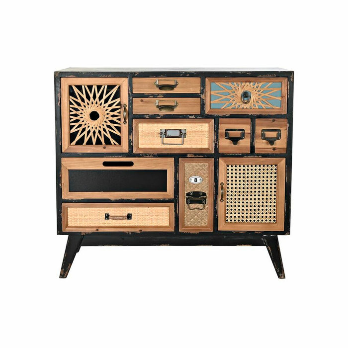Dulap cu Sertare DKD Home Decor Negru Natural Brad Lemn MDF Vintage 87 x 34 x 81,5 cm