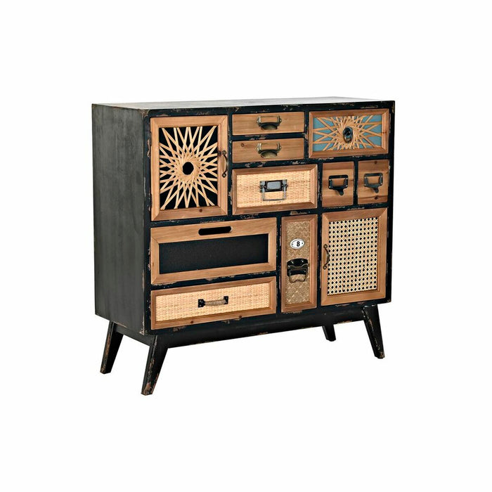 Dulap cu Sertare DKD Home Decor Negru Natural Brad Lemn MDF Vintage 87 x 34 x 81,5 cm
