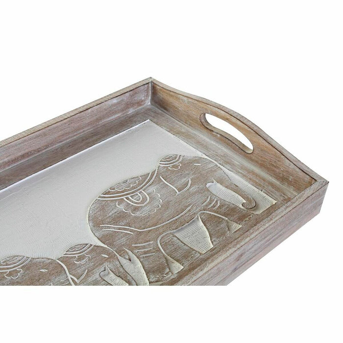 Tavă pentru gustari DKD Home Decor Gravare 40,5 x 30,5 x 7 cm Elefant Maro Indian