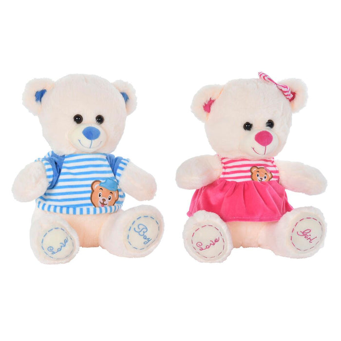 Urs de Pluș DKD Home Decor Albastru Bej Roz Infantil Urs 27 x 20 x 30 cm (2 Unități)