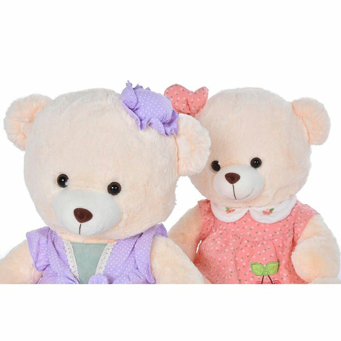 Urs de Pluș DKD Home Decor Rochie 42 x 20 x 50 cm Bej Roz Liliachiu Infantil Urs (2 Unități)
