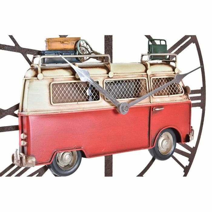Ceas de Perete DKD Home Decor Furgonetă 34 x 3,5 x 32,5 cm Roșu Metal Celeste Vintage (2 Unități)
