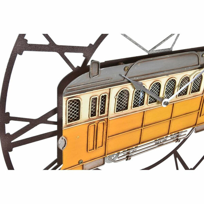 Ceas de Perete DKD Home Decor 49,5 x 3,5 x 48 cm Metal Verde Galben Vintage Tren (2 Unități)