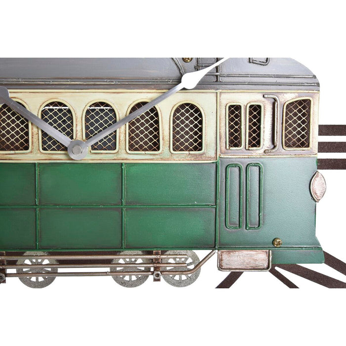 Ceas de Perete DKD Home Decor 49,5 x 3,5 x 48 cm Metal Verde Galben Vintage Tren (2 Unități)