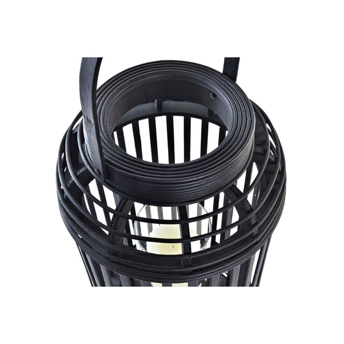 Lucerna DKD Home Decor Geam Negru Bambus (24 x 24 x 51 cm)