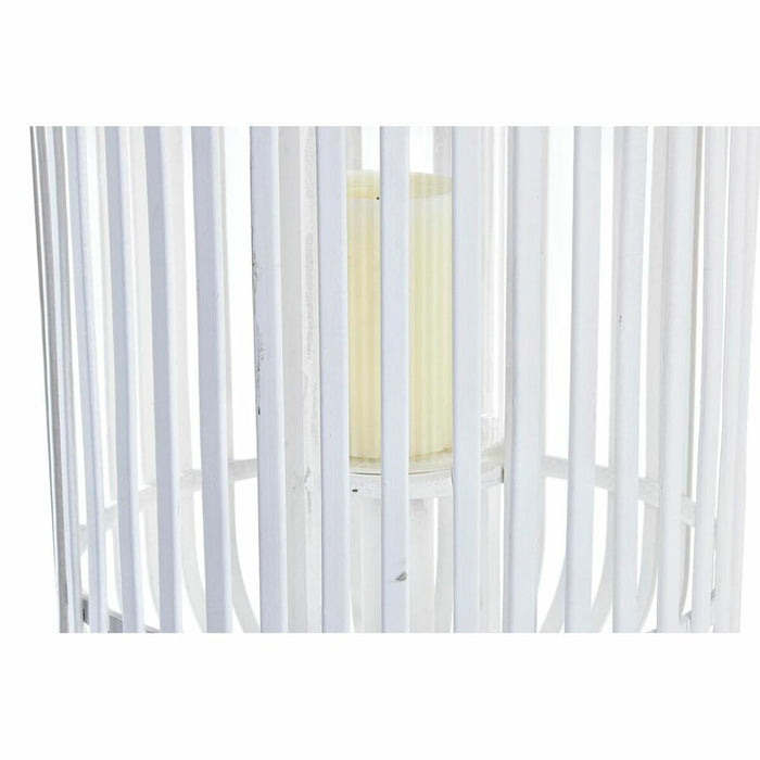 Lucerna DKD Home Decor Geam Alb Bambus (28 x 28 x 47 cm)