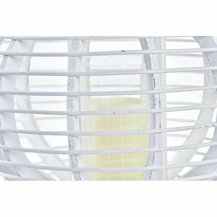Lucerna DKD Home Decor Geam Alb Bambus (35 x 35 x 29 cm)