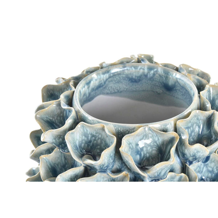 Vază DKD Home Decor Floare Roz Turquoise 18 x 18 x 27 cm Gresie 20 x 20 x 27 cm Mediterană (2 Unități)