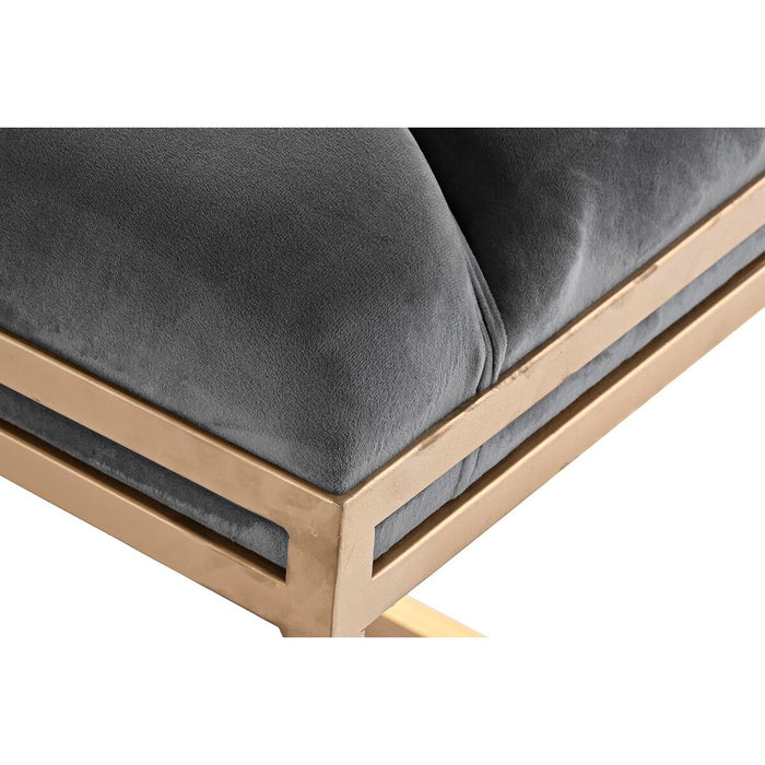 Banchetă DKD Home Decor   Auriu* Gri închis Poliester Metal 100 x 40 x 50 cm
