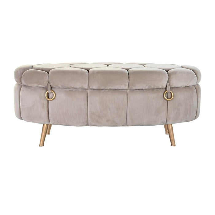 Cufăr de depozitare cu scaun DKD Home Decor Bej Metal Poliester (125 x 55 x 53 cm)