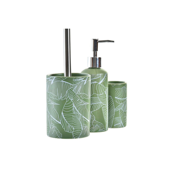 Set de Baie DKD Home Decor Verde Argintiu polipropilenă Dolomite Tropical Frunza a unei plante 9,5 x 9,5 x 37 cm