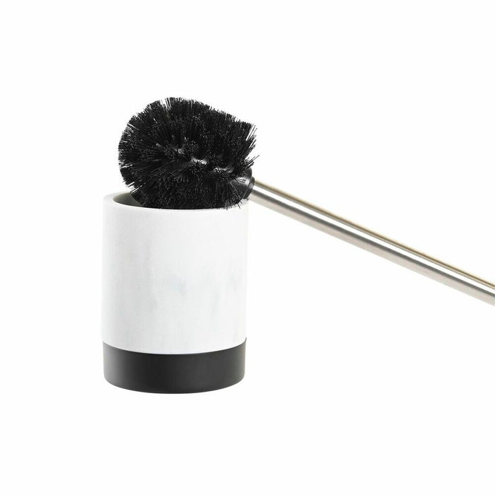 Perie pentru toaletă DKD Home Decor Alb Negru Alb/Negru Metal Rășină Oțel inoxidabil Marmură Modern 30 x 40 cm 10 x 10 x 37,4 cm