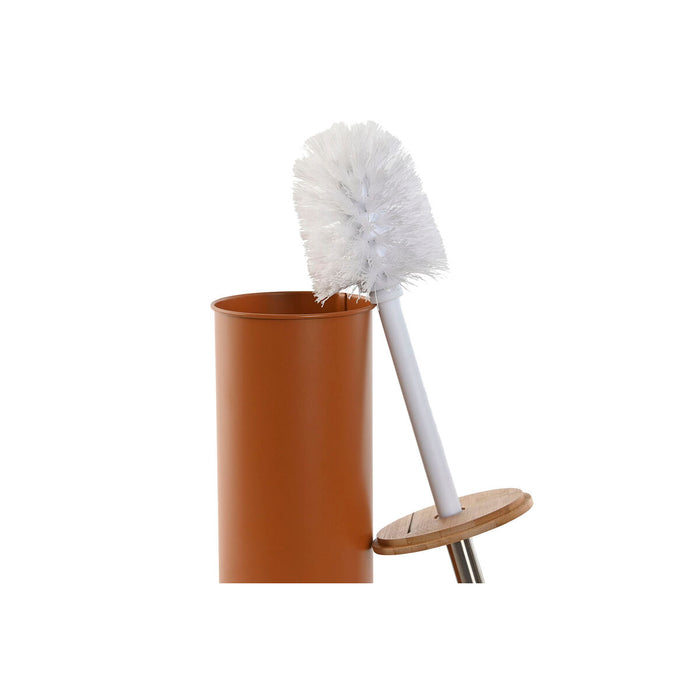 Perie pentru toaletă DKD Home Decor Gri Portocaliu Metal Bambus Modern (2 Unități)