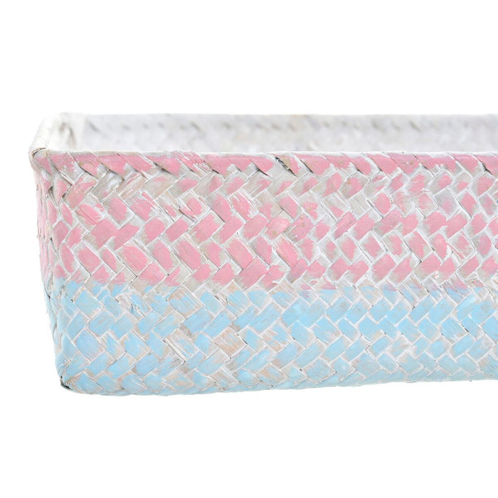 Set de Coșuri DKD Home Decor Poliester 8,5 cm 26 x 26 x 9 cm Fibră naturală Boho Mediterană (4 Piese)