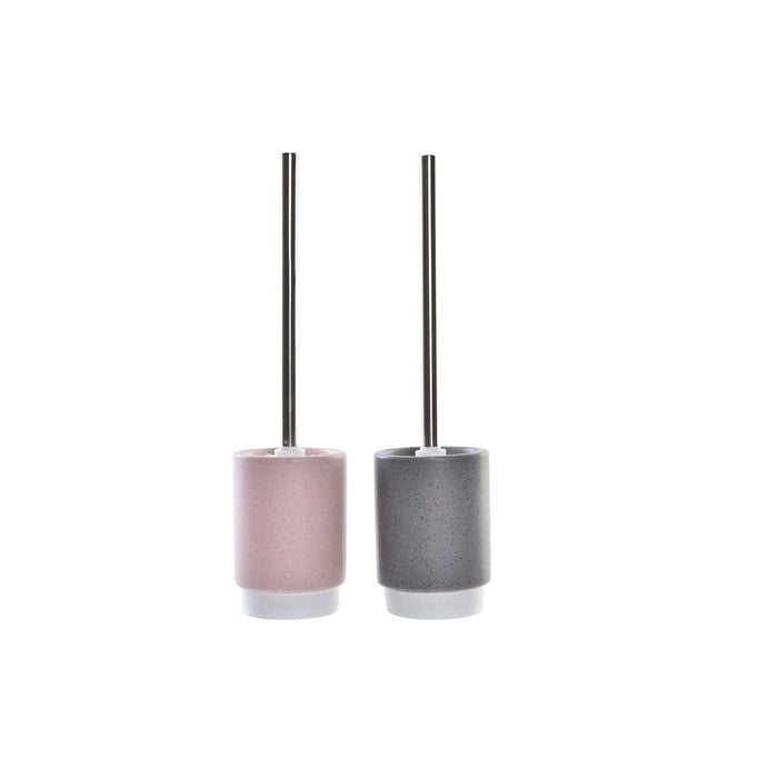Perie pentru toaletă DKD Home Decor Gri Roz Argintiu Roz deschis Metal Aluminiu Dolomite Urban 9,8 x 9,8 x 39 cm (2 Unități)