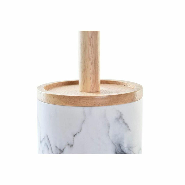 Perie pentru toaletă DKD Home Decor Alb Natural Metal Rășină Cauciuc Marmură Scandi 30 x 40 cm 10,3 x 10,3 x 38 cm