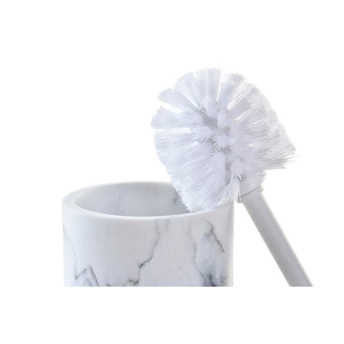 Perie pentru toaletă DKD Home Decor Alb Natural Metal Rășină Cauciuc Marmură Scandi 30 x 40 cm 10,3 x 10,3 x 38 cm