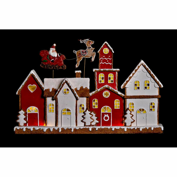 Ornament de Crăciun DKD Home Decor Casă Alb Roșu Rășină 41 x 7,5 x 27 cm