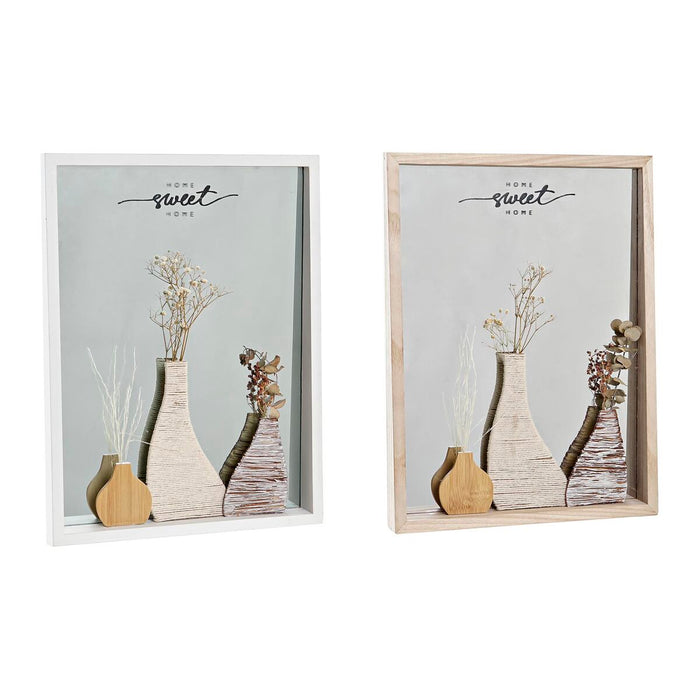 Oglindă de perete DKD Home Decor Geam Natural Alb 30 x 4 x 40 cm Lemn MDF Cottage (2 Unități)