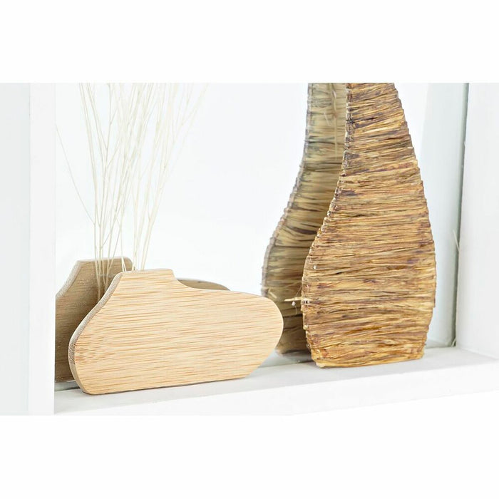 Oglindă de perete DKD Home Decor Alb Natural Lemn Geam Lemn MDF Cottage 25 x 4 x 25 cm (2 Unități)