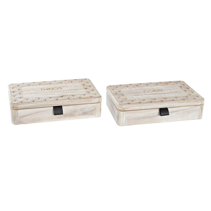 Cutie Decorativă DKD Home Decor Natural Lemn MDF 28 x 18 x 6,5 cm (2 Unități)