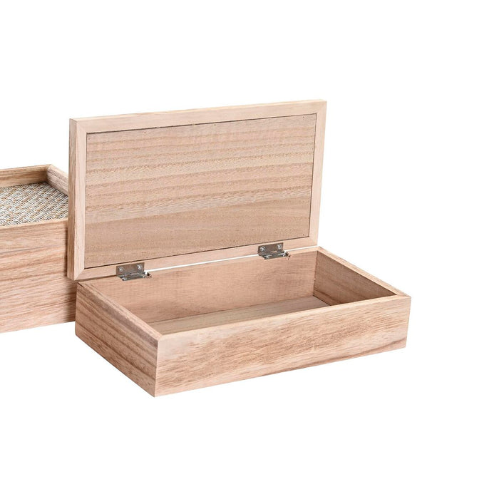 Set de Cutii Decorative DKD Home Decor Natural Lemn MDF 24 x 14 x 8 cm (2 Unități)