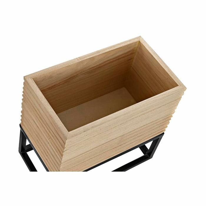 Set de jardiniere DKD Home Decor Negru Natural Lemn Metal Loft 45 x 20 x 82 cm (3 pcs)