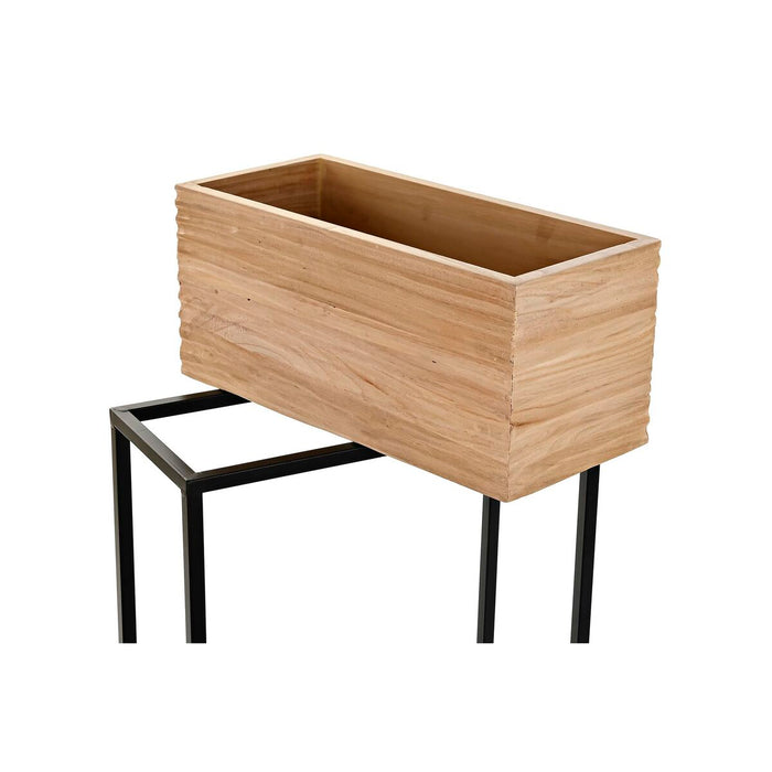 Set de jardiniere DKD Home Decor Negru Natural Lemn Metal Loft 45 x 20 x 82 cm (3 pcs)