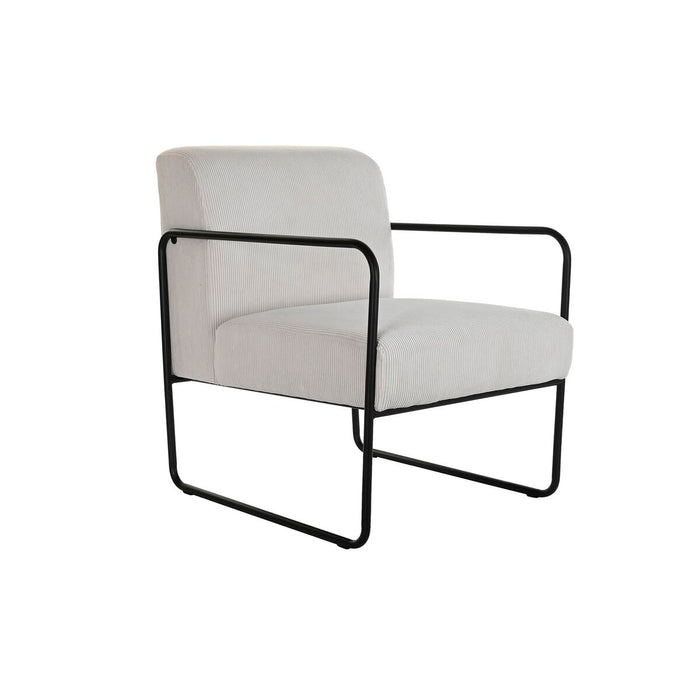 Fotoliu DKD Home Decor Negru Poliester Alb Fier (64 x 74 x 79 cm)
