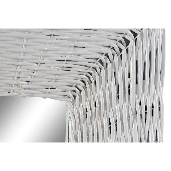 Oglindă de perete DKD Home Decor Geam MDF Alb răchită Cottage (87 x 147 x 4 cm) (87 x 4 x 147 cm)