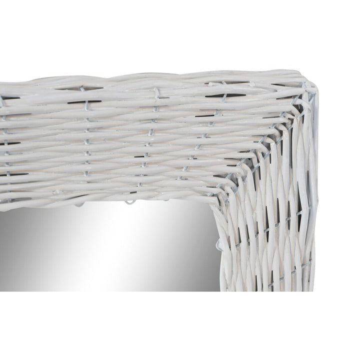 Oglindă de perete DKD Home Decor Geam MDF Alb răchită Cottage (53 x 63 x 4 cm) (53,5 x 4 x 62,5 cm)