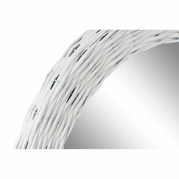 Oglindă de perete DKD Home Decor Geam MDF Alb răchită Cottage (63 x 4 x 63 cm) (63 x 63 x 4 cm)