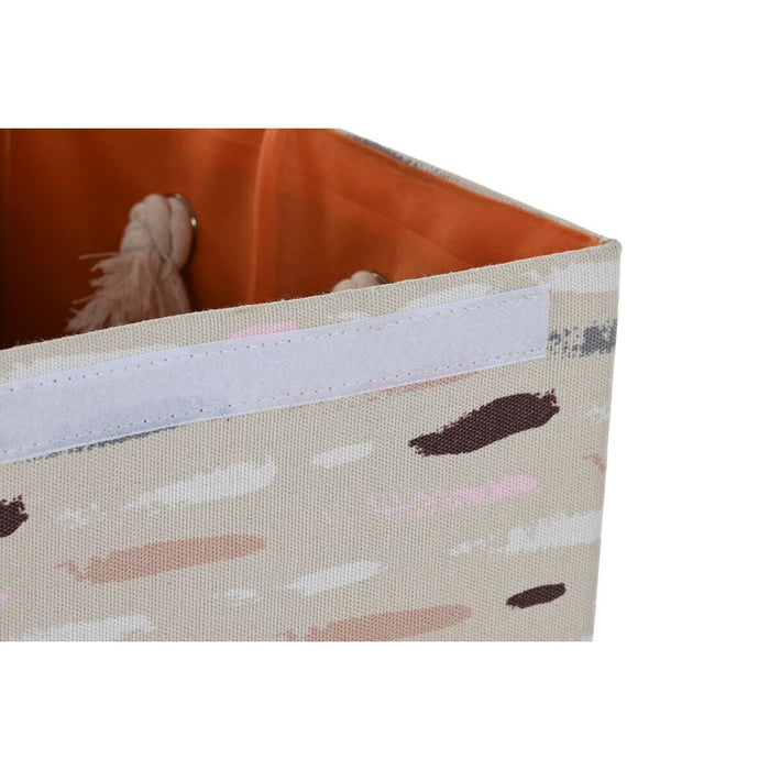 Coș pentru rufe murdare DKD Home Decor Cu Capac 36 x 36 x 55 cm Gri Portocaliu (3 Unități)