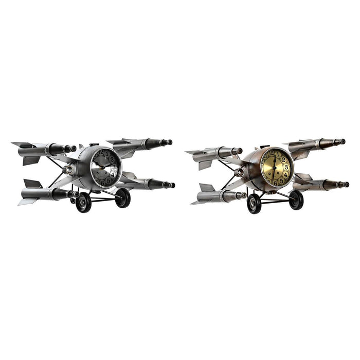 Stolní hodiny DKD Home Decor 38,5 x 28 x 19,5 cm Argintiu Auriu* Fier Loft (2 Unități)