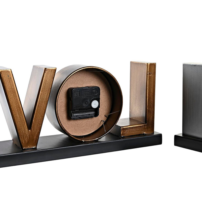 Stolní hodiny DKD Home Decor Love Cupru 39 x 8 x 15 cm Argintiu Fier Loft (2 Unități)