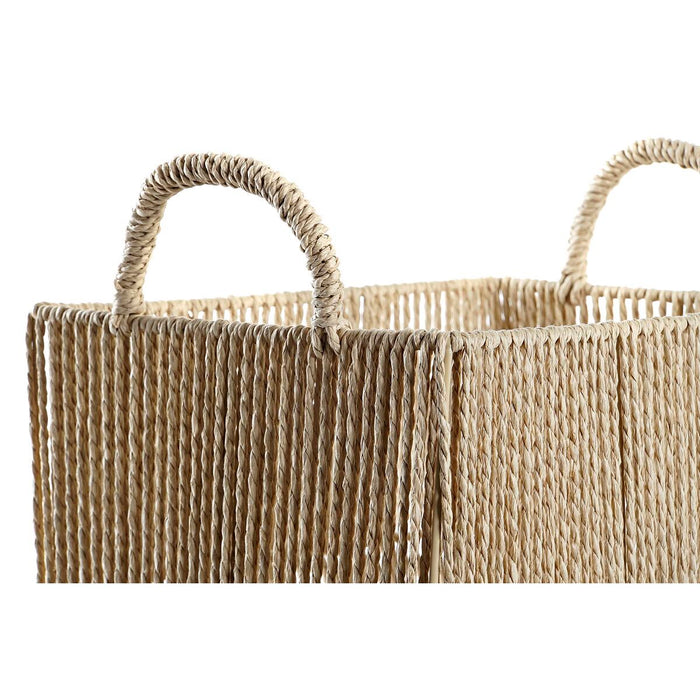 Set de Coșuri DKD Home Decor Metal Fibră naturală (40 x 30 x 25 cm)
