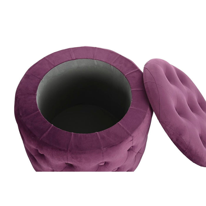 Suport pentru Picioare DKD Home Decor Purpuriu Poliester Bordo Lemn MDF (70 x 70 x 42 cm)