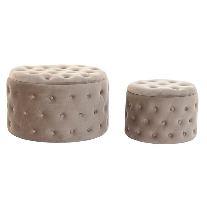 Suport pentru Picioare DKD Home Decor Gri deschis Lemn MDF Кадифе 70 x 70 x 42 cm