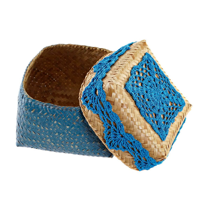 Set de Coșuri DKD Home Decor Bumbac Bambus (22 x 27 x 27 cm)